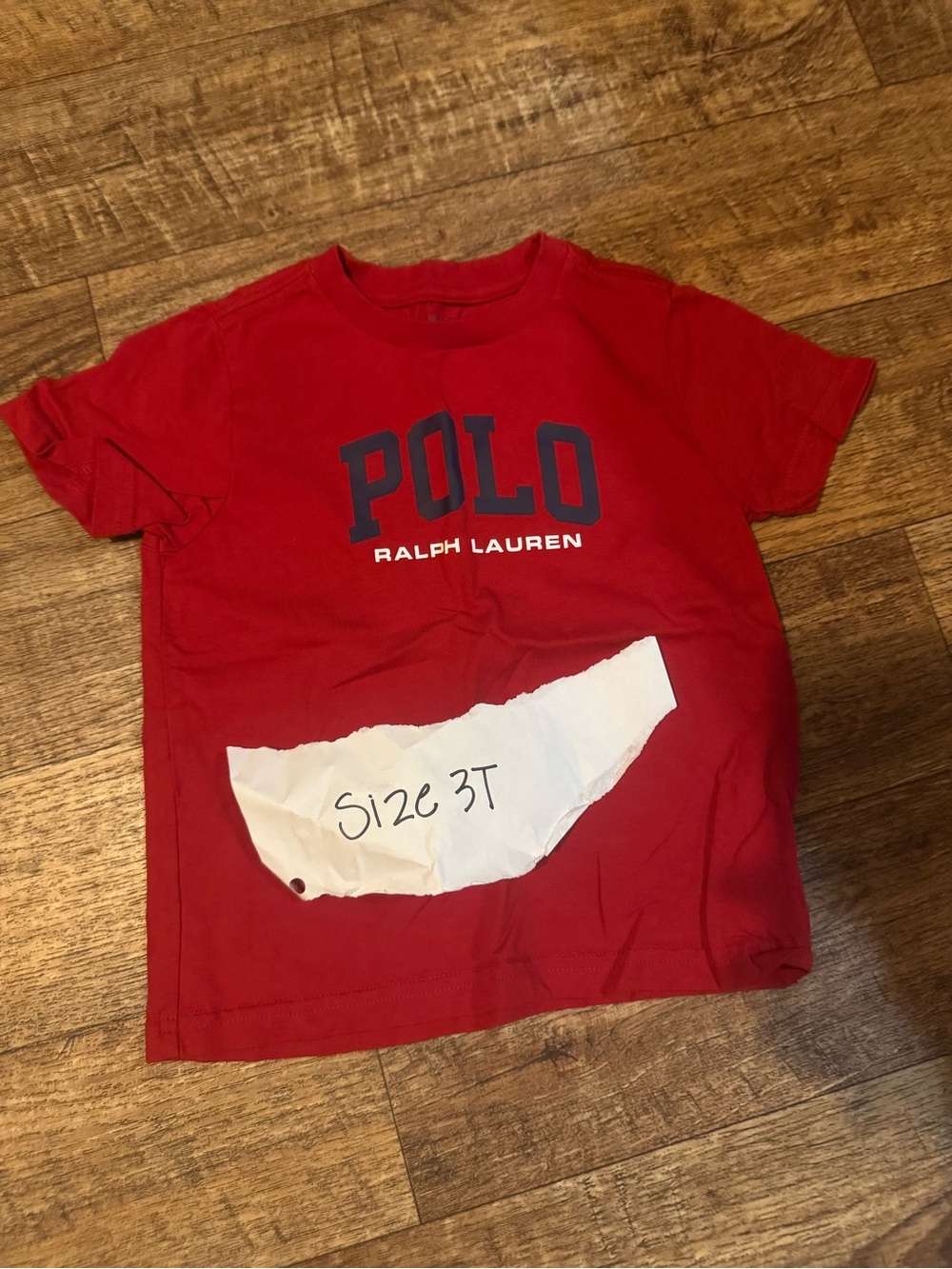 Ralph Lauren Red Short Sleeve Tee with Navy Logo